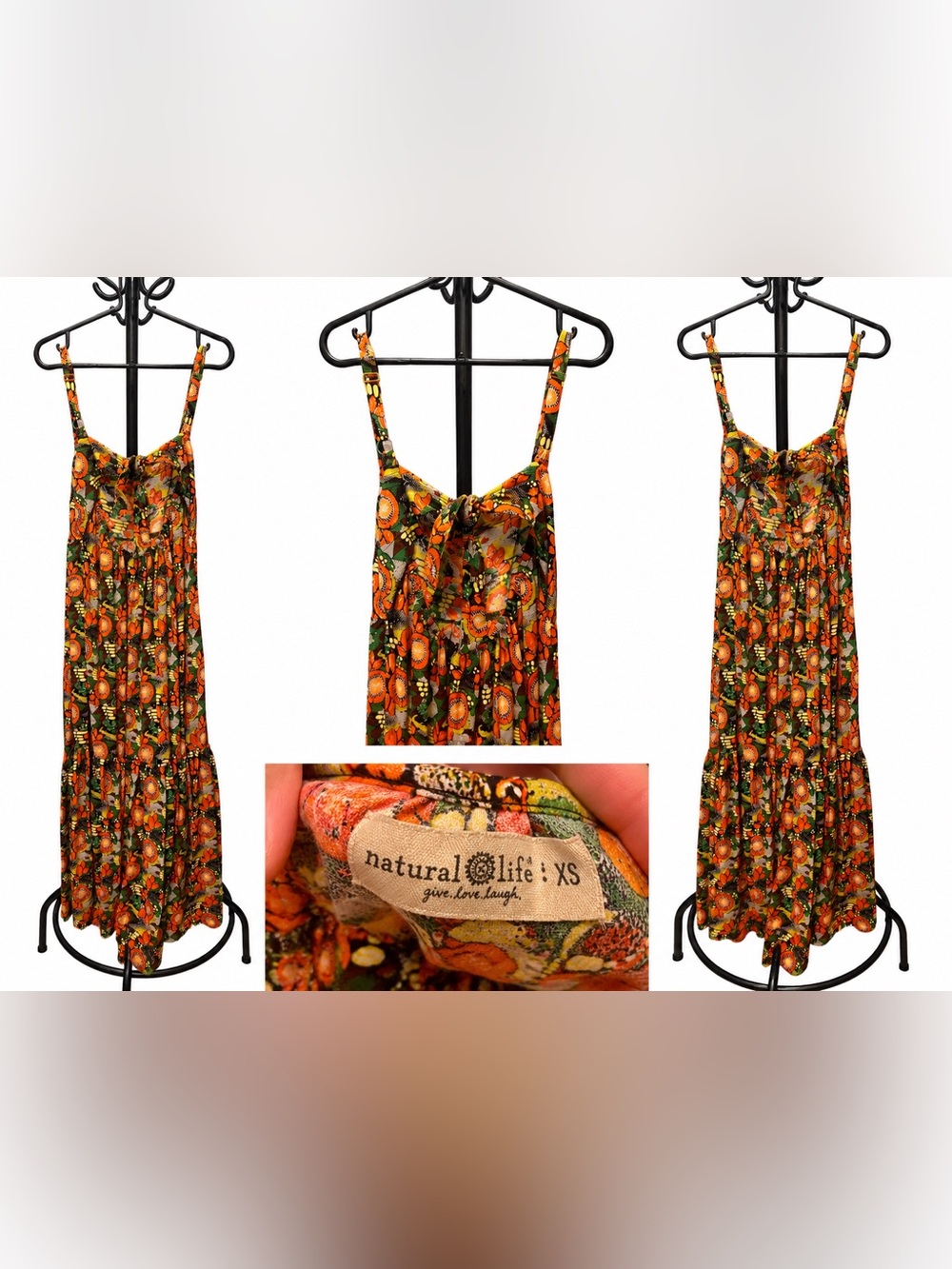 NATURAL LIFE Orange Floral Maxi Dress